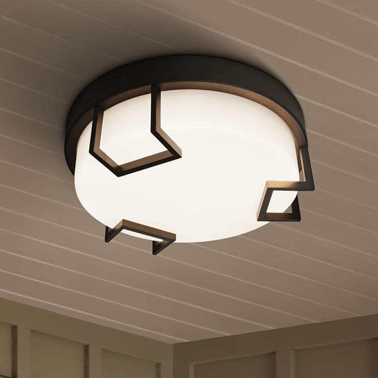 Image 1 Beaumont 12" Wide Textured Bronze LED Outdoor Ceiling Light