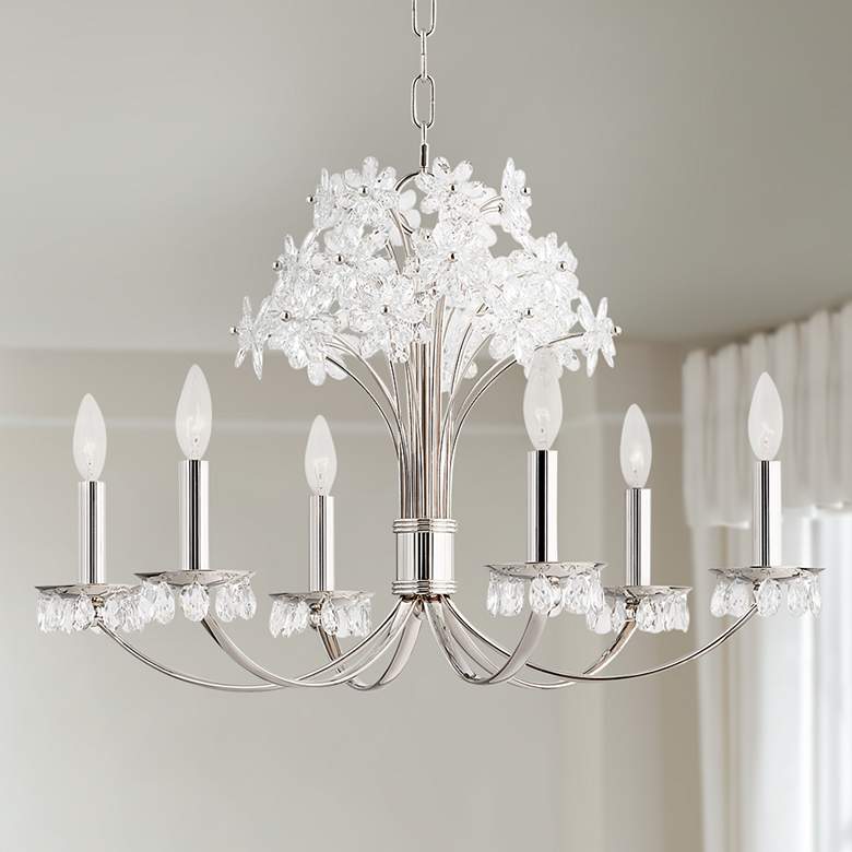 Image 1 Beaumont 30" Wide Polished Nickel 6-Light LED Chandelier