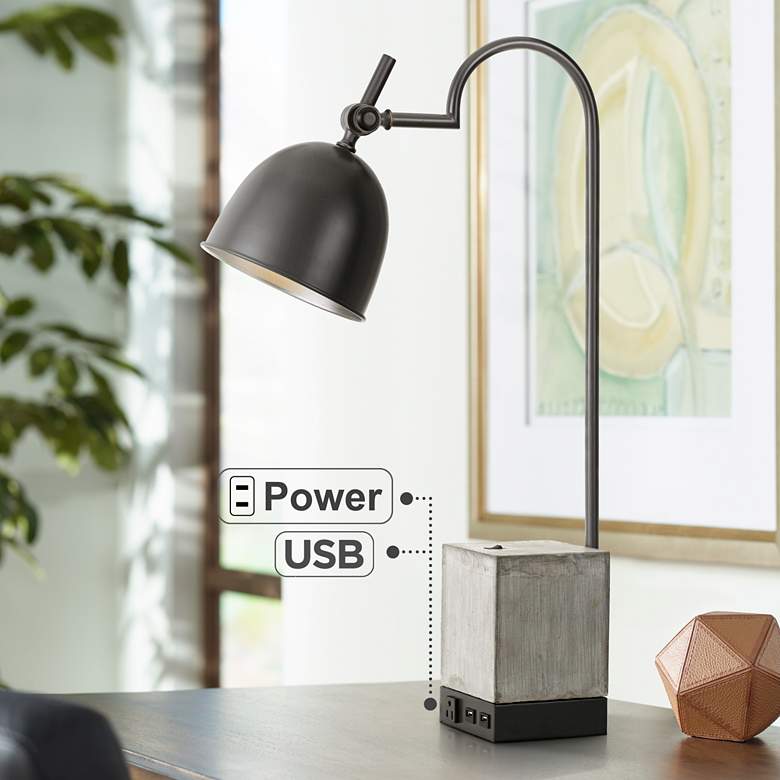 Beaumont Black and Cement Desk Lamp
