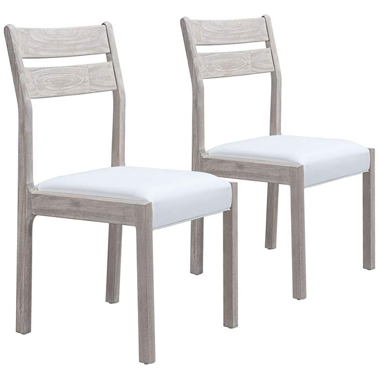 Image 1 Beaumont Sun-Drenched w/ White Leather Dining Chairs Set of 2