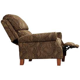 Image5 of Beaumont Warm Brown Paisley Push-Thru Arm 3-Way Recliner more views