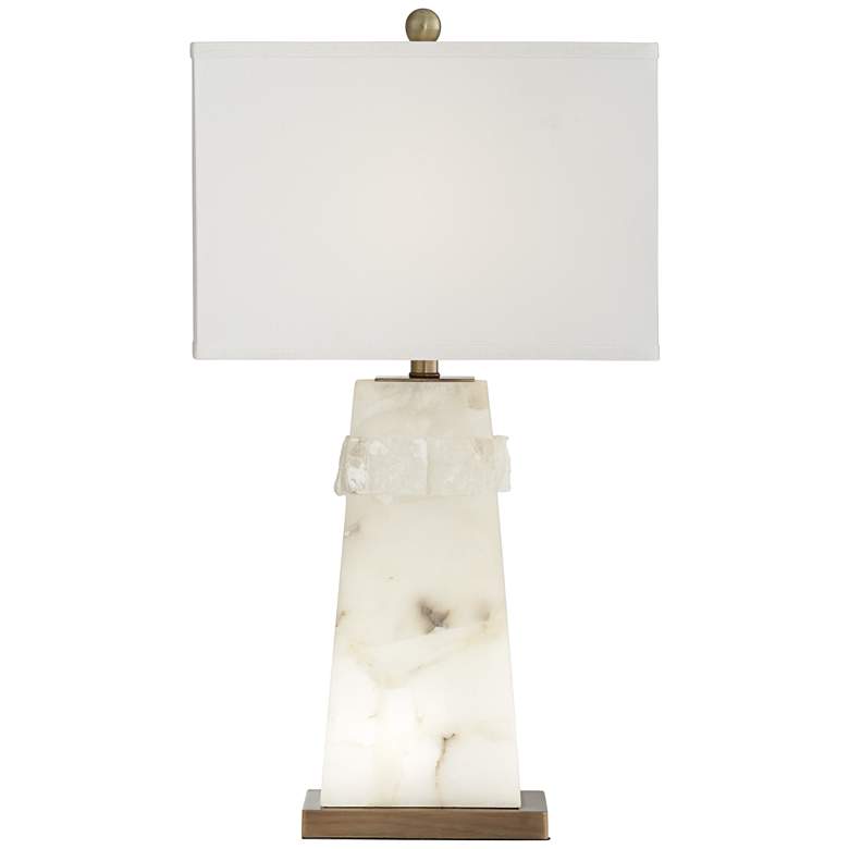 Beaumont White Alabaster Table Lamp with Night Light more views