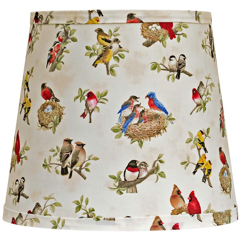 Image 1 Beautiful Birds Linen Drum Lamp Shade 10x12x10 (Spider)