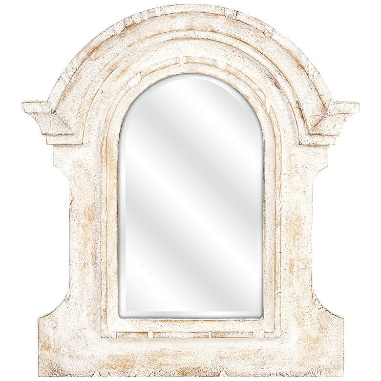 Image 1 Beautris 32 inch x 36 inch Distressed White Wall Mirror
