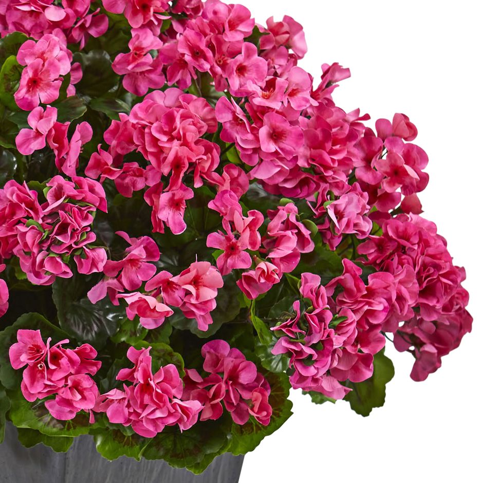 Image 2 Beauty Geranium 33" High Faux Plant in Slate Planter more views
