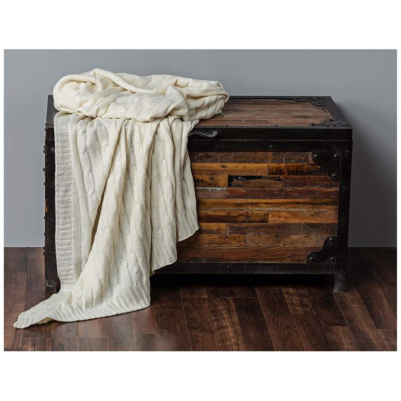 Image 1 Becca Cream Classic Cable Knit Throw with Foil Print