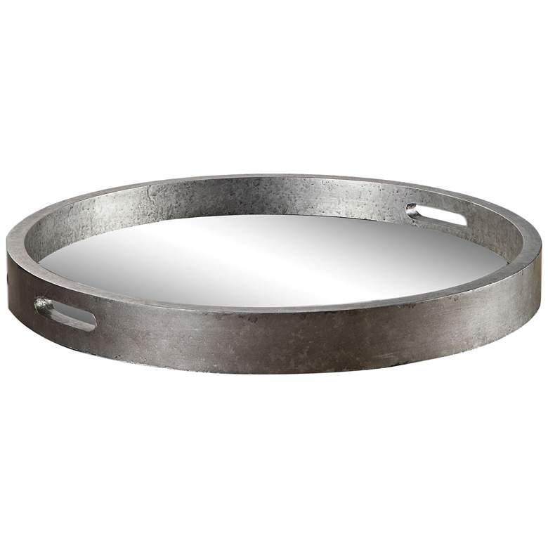 Image 2 Bechet 22 1/4" Wide Mirrored Antique Silver Tambourine Tray