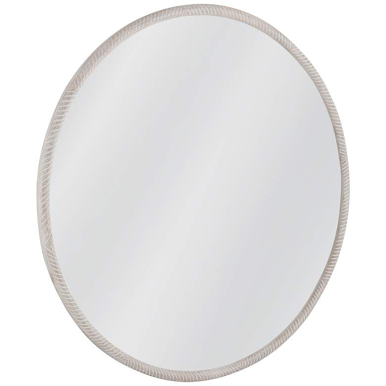 Image 2 Bechet White-Washed Wood 56" Round Wall Mirror more views
