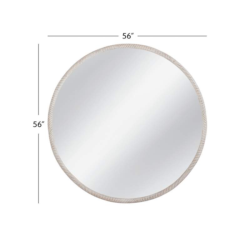 Image 4 Bechet White-Washed Wood 56" Round Wall Mirror more views