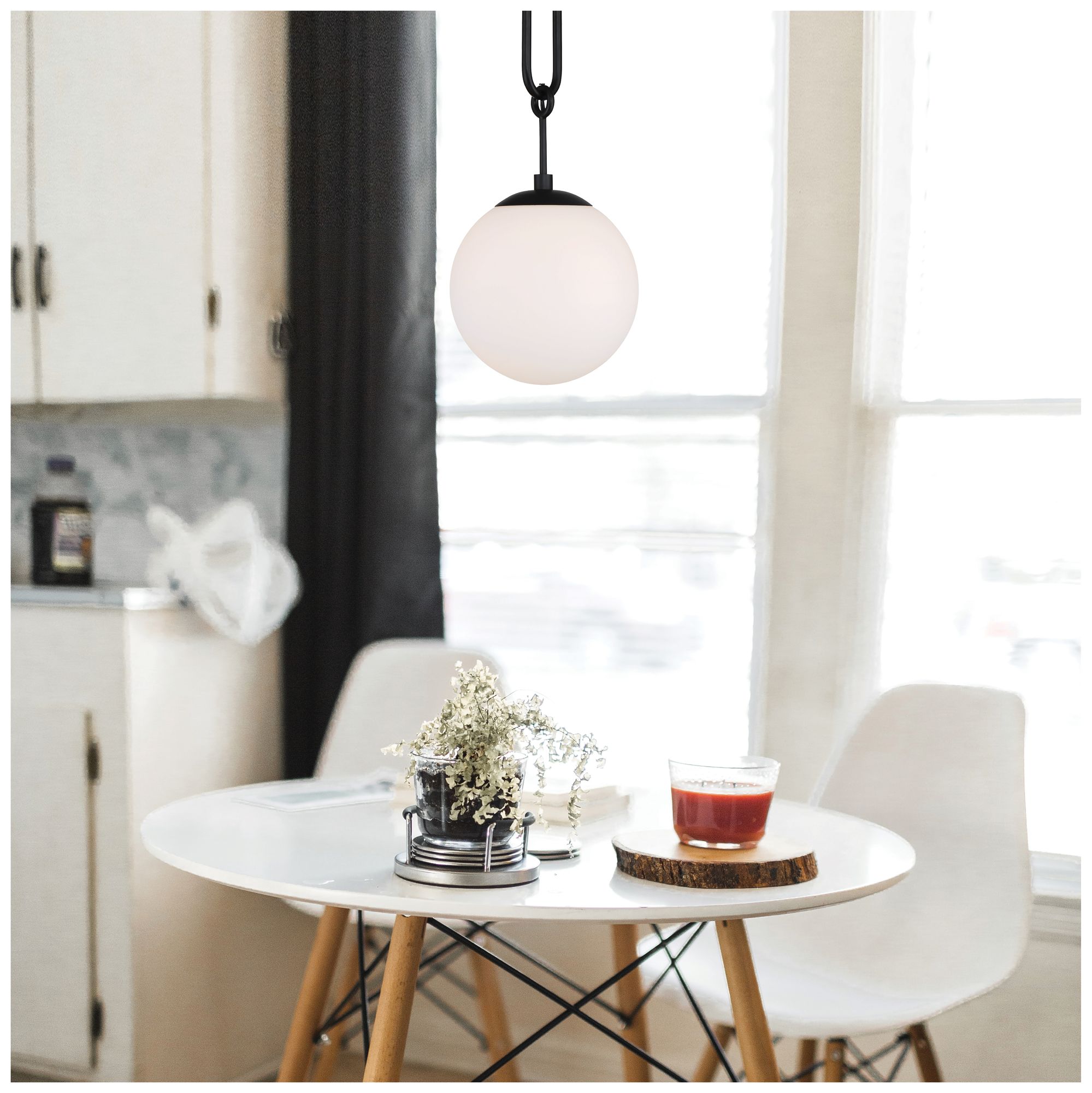 Becker 1-Light Pendant in Matte Black in scene