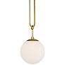 Thumbnail2 of Becker 10" Wide Warm Brass Mini Pendant w/ White Glass Shade