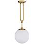 Thumbnail4 of Becker 10" Wide Warm Brass Mini Pendant w/ White Glass Shade more views