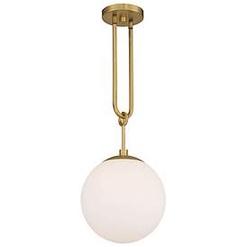 Image5 of Becker 10" Wide Warm Brass Mini Pendant w/ White Glass Shade more views