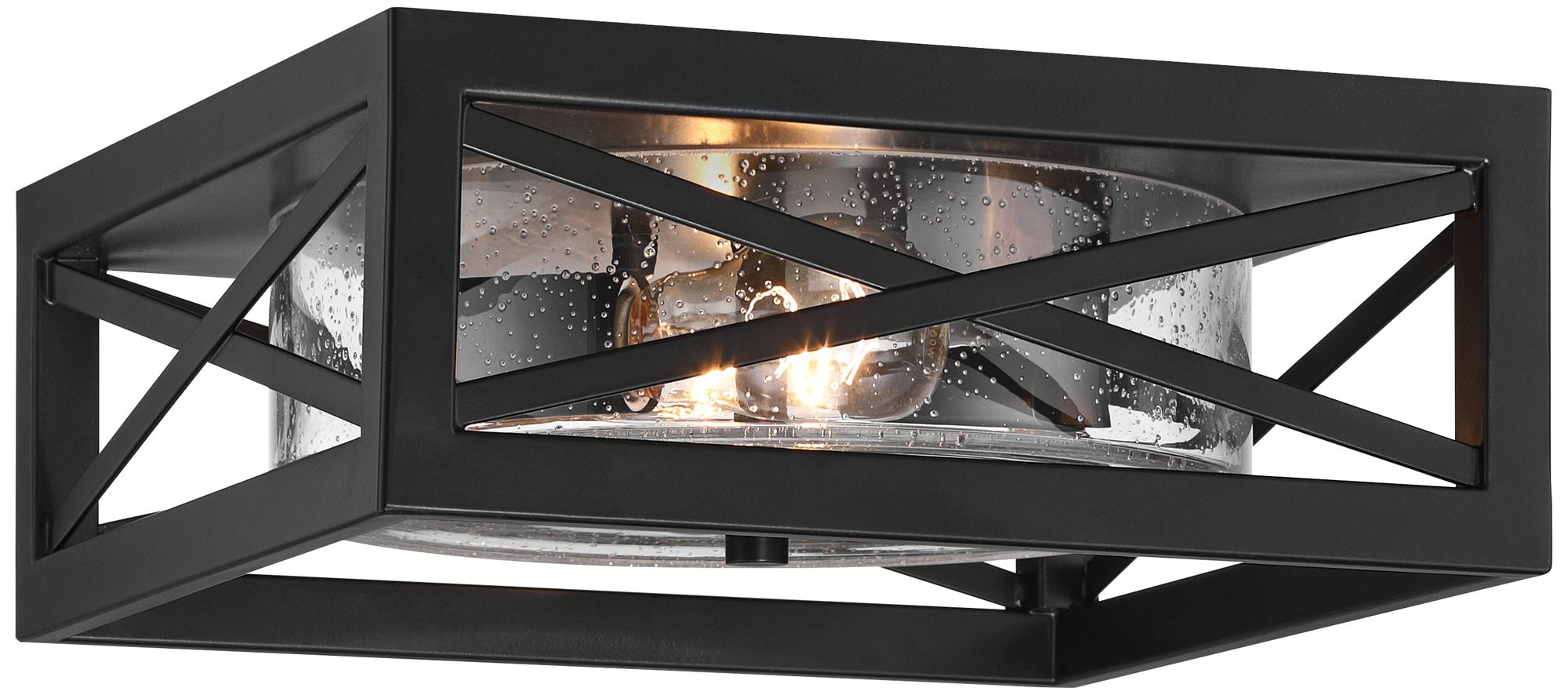 Image 5 Becker 12" Black and Seeded Glass Ceiling Light more views