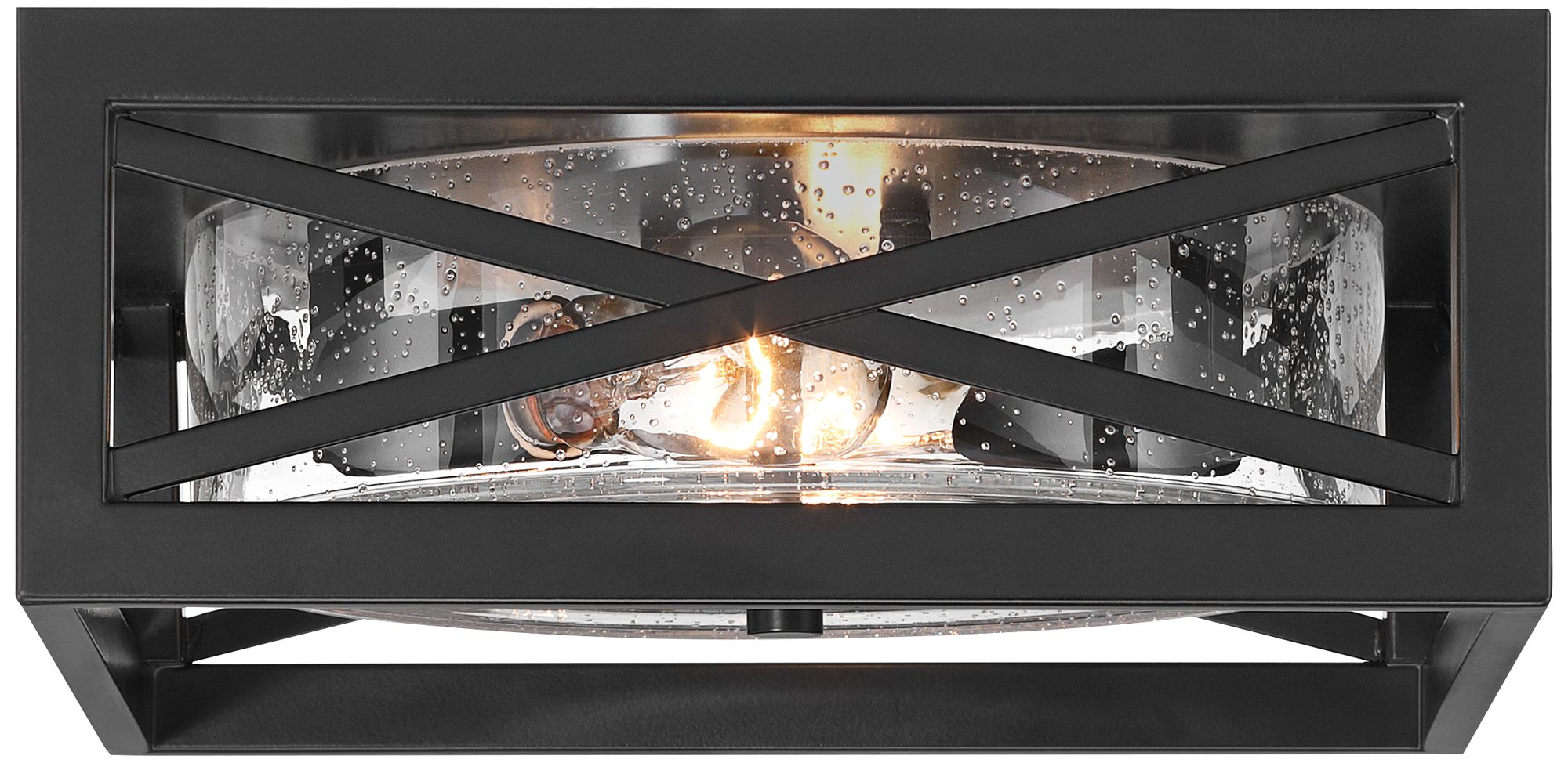 Image 6 Becker 12" Black and Seeded Glass Ceiling Light more views