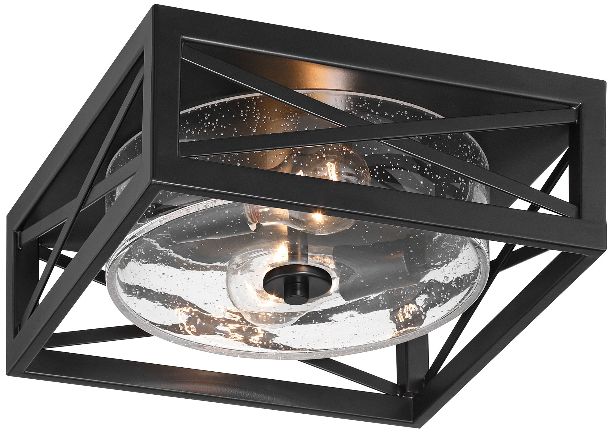 Image 7 Becker 12" Black and Seeded Glass Ceiling Light more views