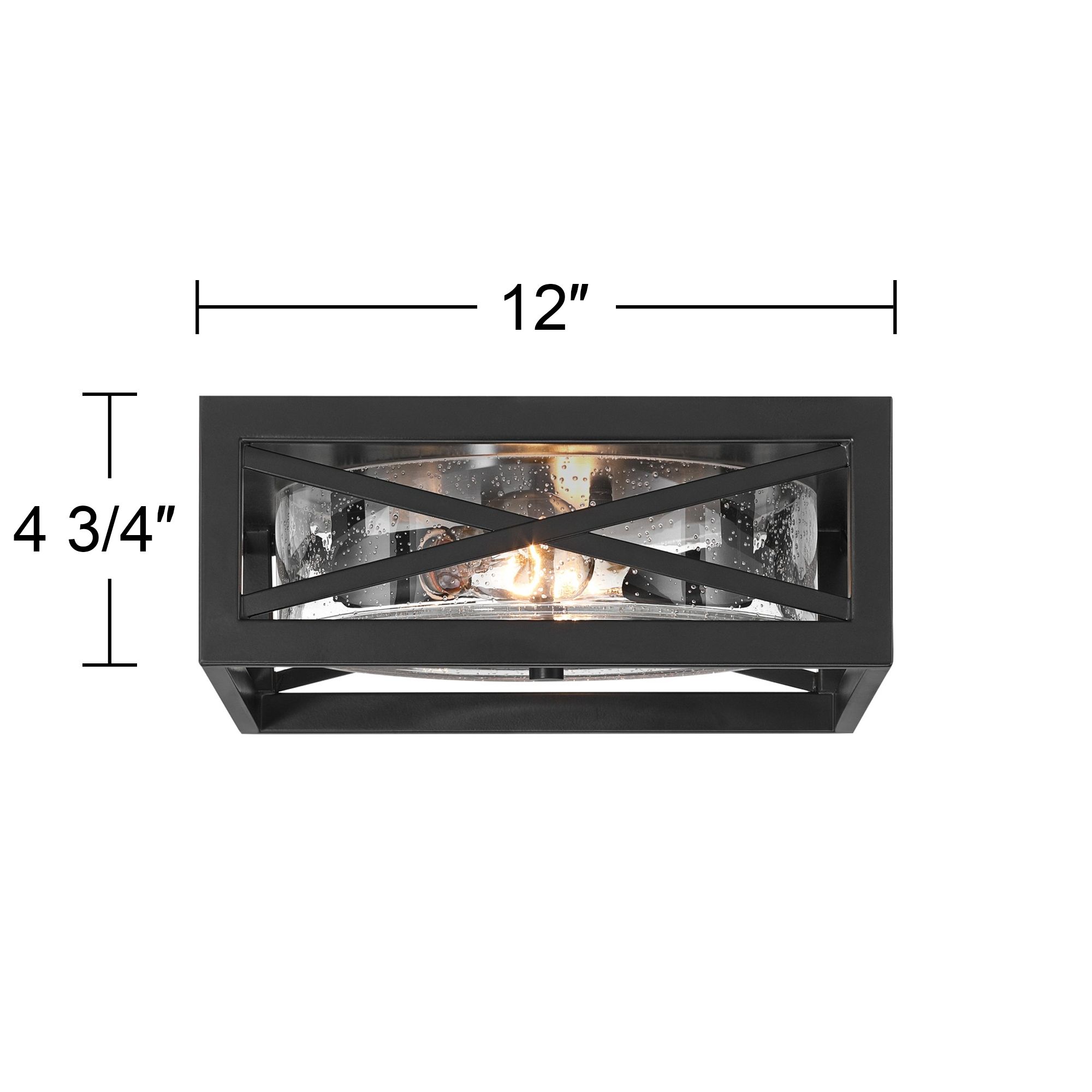 Becker 12" Black and Seeded Glass Ceiling Light