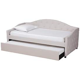 Image5 of Becker Beige Fabric Tufted Twin Size Daybed with Trundle more views
