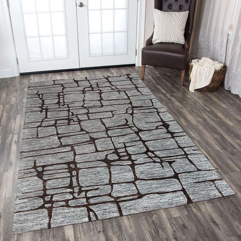 Image 1 Becker BKR104 5&#39;x8&#39; Gray Geometric Rectangular Area Rug