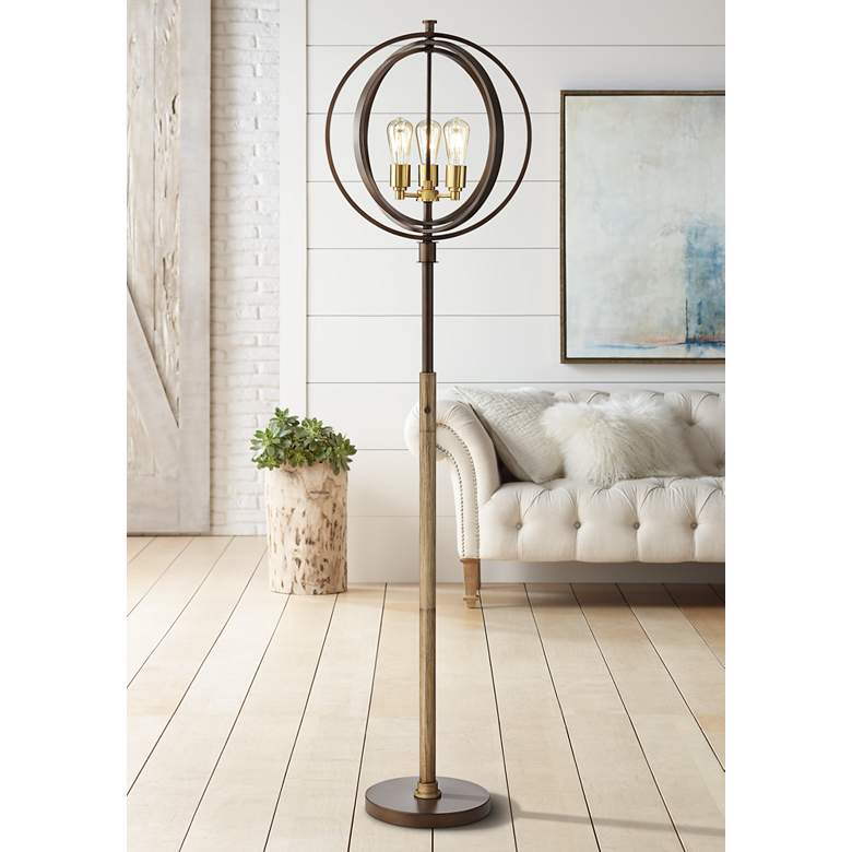 Image 1 Becket Industrial Floor Lamp with Edison Bulbs