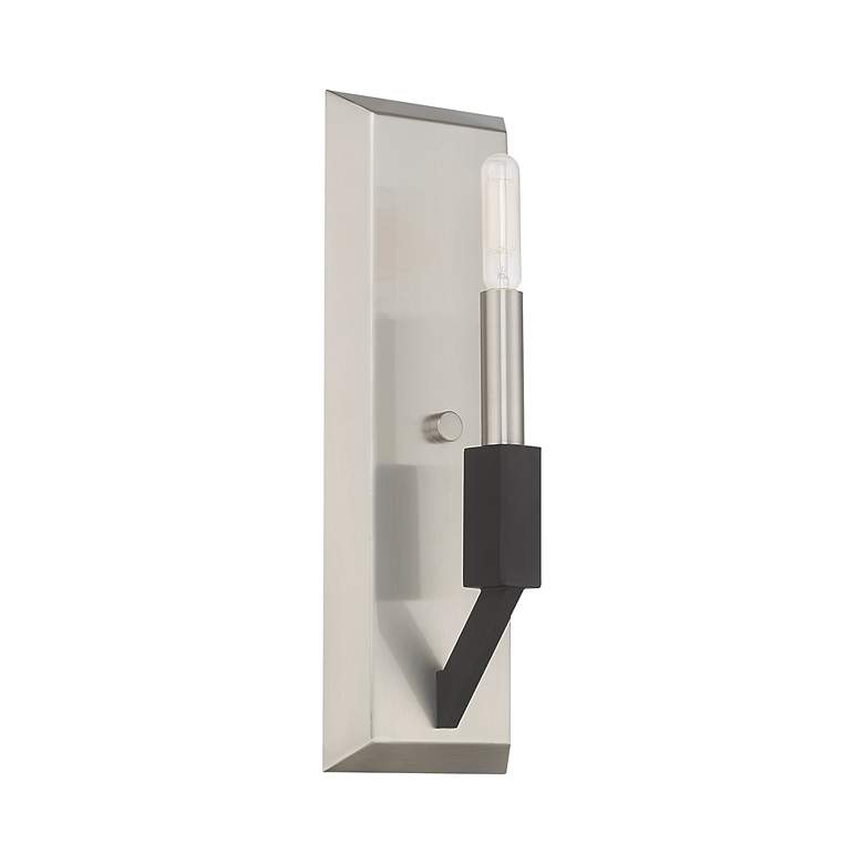 Image 3 Beckett 1 Light Brushed Nickel and Black ADA Wall Sconce more views