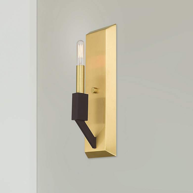 Image 1 Beckett 1 Light Satin Brass and Bronze ADA Wall Sconce
