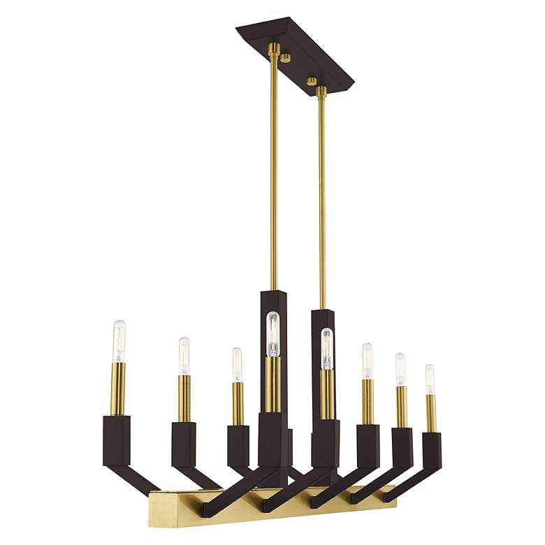 Image 7 Beckett 10 Light Satin Brass and Bronze Linear Chandelier more views