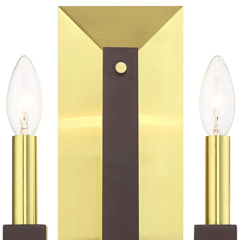 Image 4 Beckett 16 inch High Satin Brass and Bronze 2-Light Wall Sconce more views