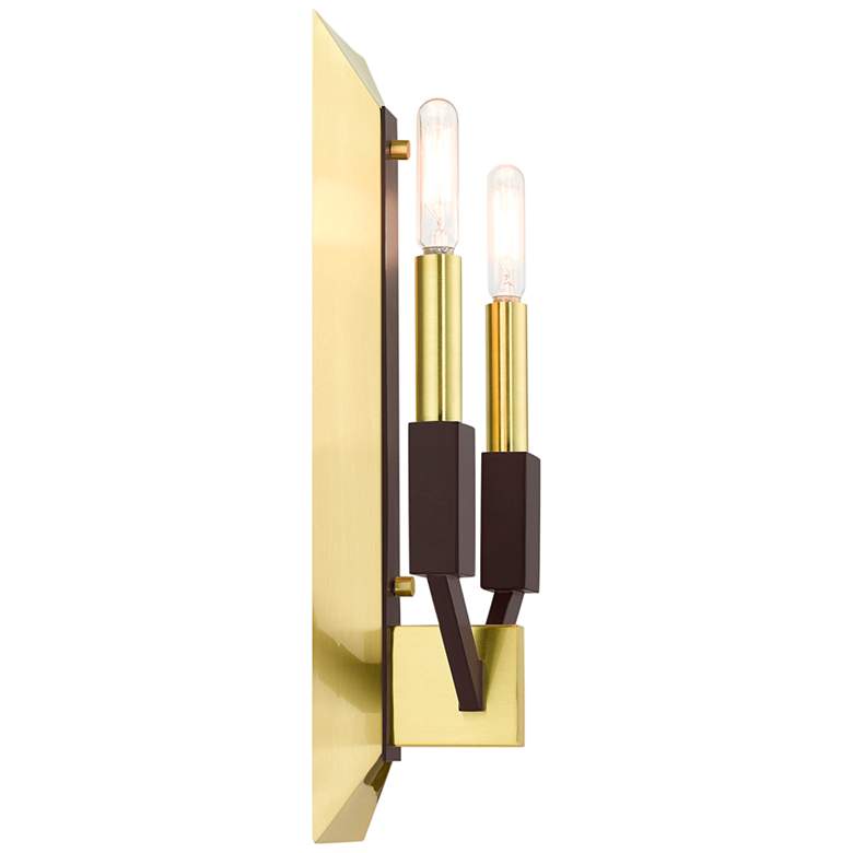 Image 6 Beckett 16 inch High Satin Brass and Bronze 2-Light Wall Sconce more views