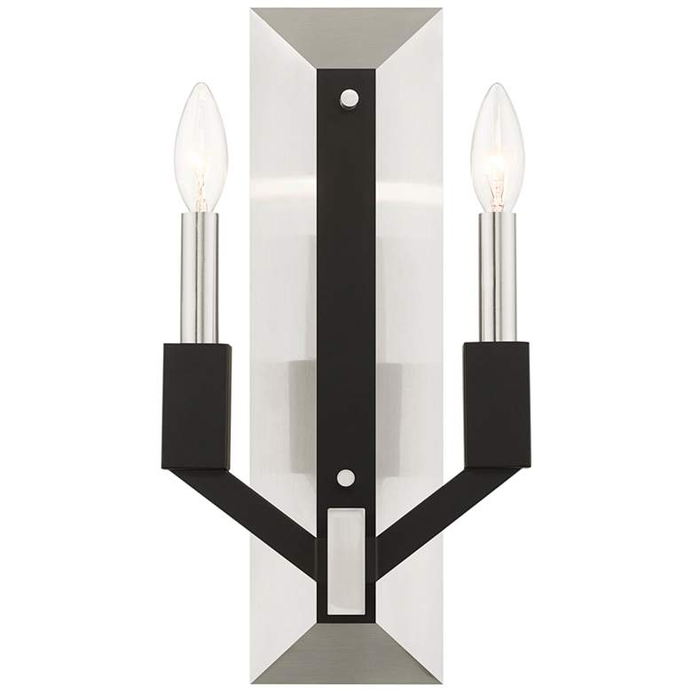 Image 3 Beckett 16 inchH Brushed Nickel and Black 2-Light Wall Sconce
