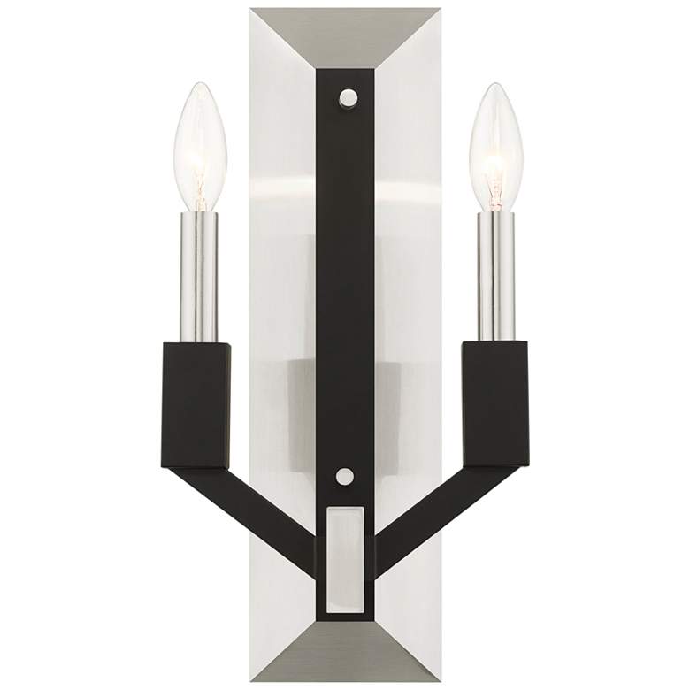 Image 3 Beckett 16"H Brushed Nickel and Black 2-Light Wall Sconce