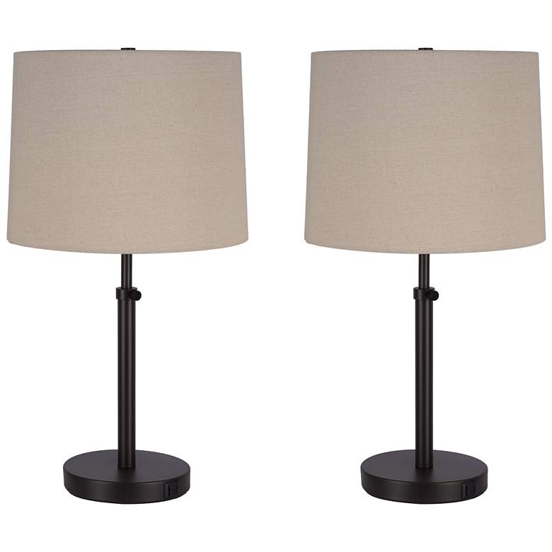 Image 1 Beckett 24" High Dark Bronze USB Port Table Lamps Set of 2