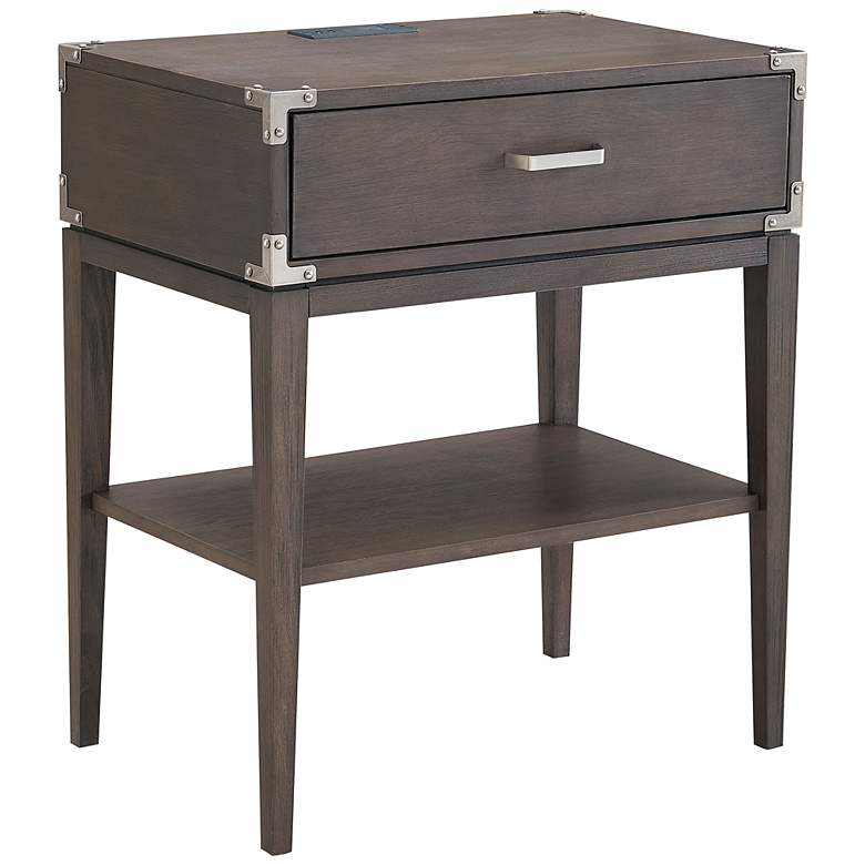 Image 2 Beckett 24" Wide Anthracite Nightstand with AC/USB Charger