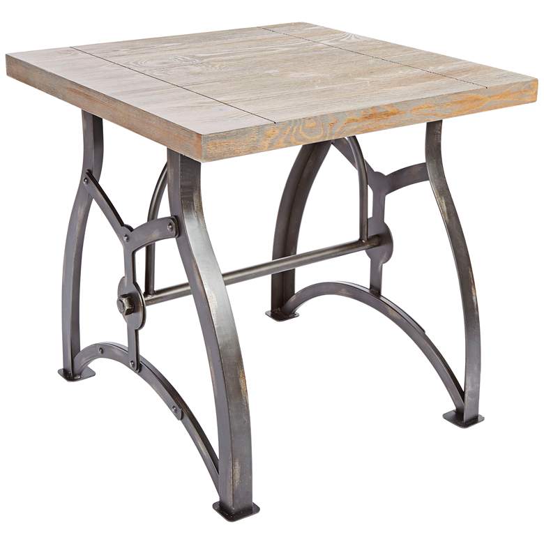 Image 1 Beckett 24 inch Wide Steel and Industrial Wood Square End Table
