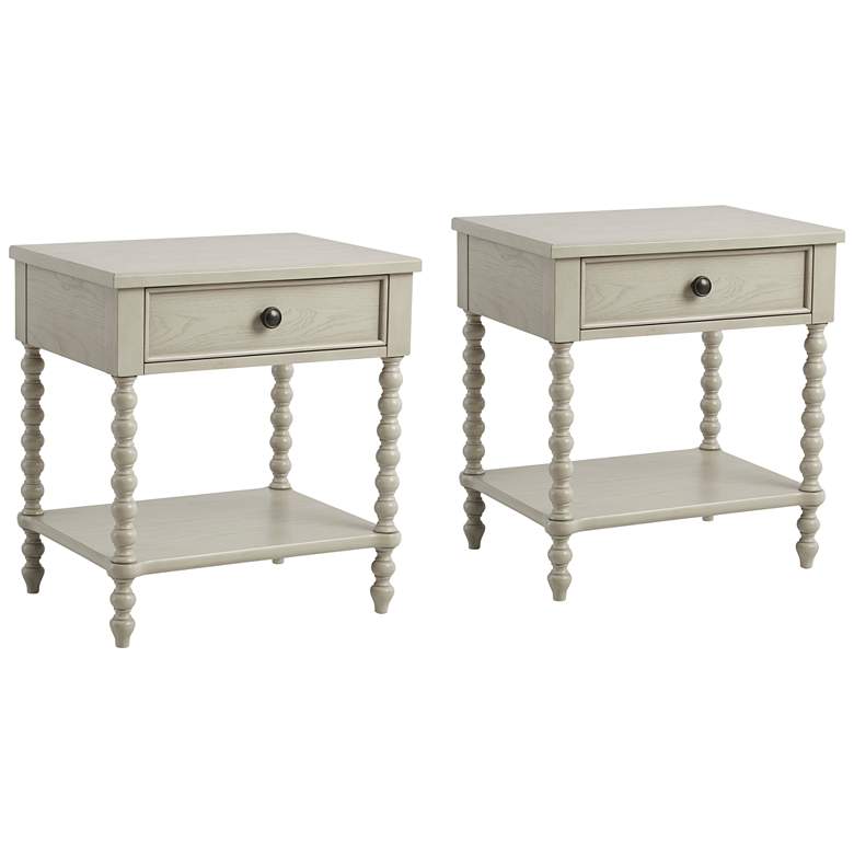 Image 1 Beckett 24 inch Wide Traditional Antique Cream Wood Nightstands Set of 2