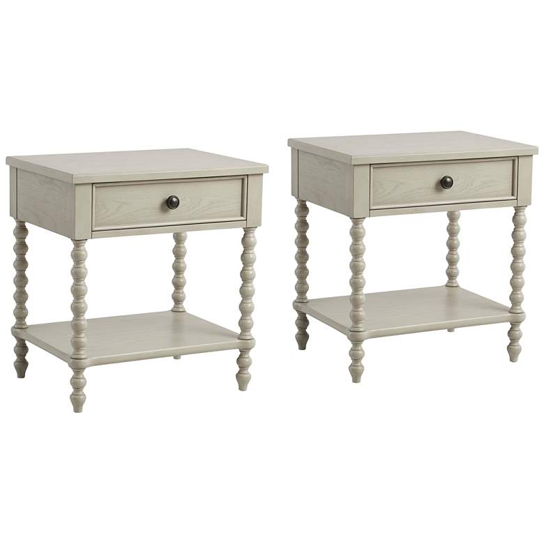 Image 1 Beckett 24" Wide Traditional Antique Cream Wood Nightstands Set of 2