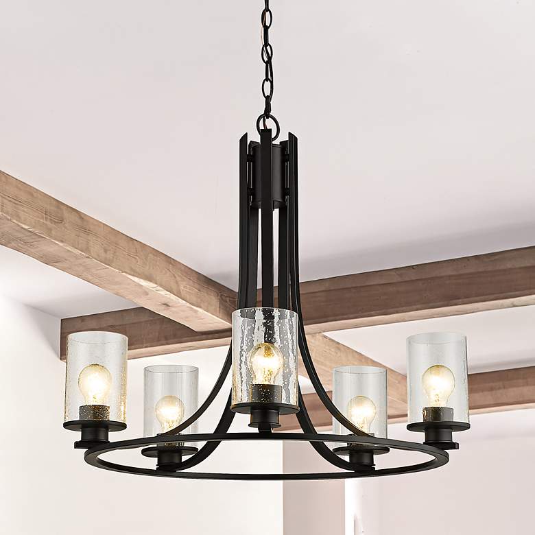 Image 2 Beckett 27" Wide Matte Black 5-Light Chandelier