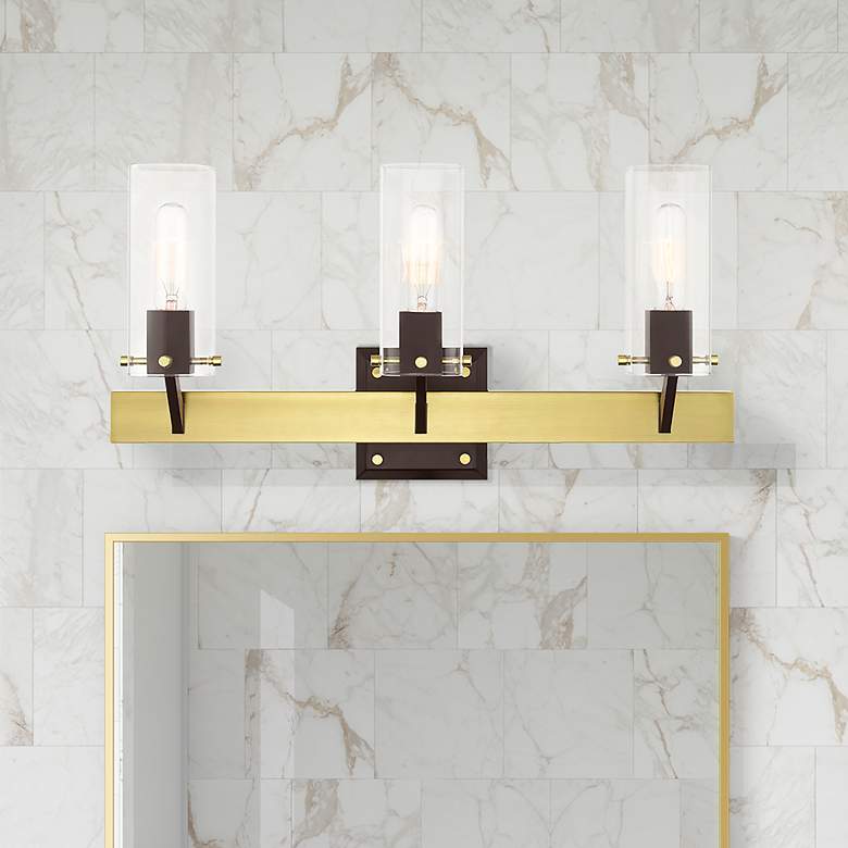 Image 1 Beckett 3 Light Satin Brass Vanity Sconce