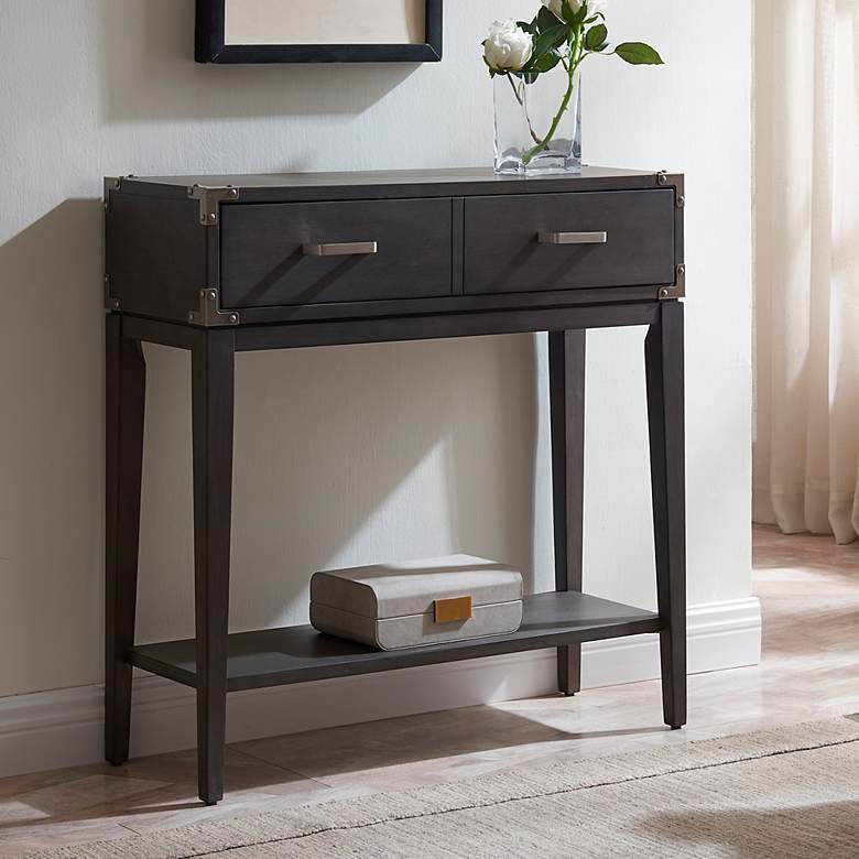 Image 1 Beckett 30" Wide Soft Anthracite Wood 1-Drawer Hall Stand