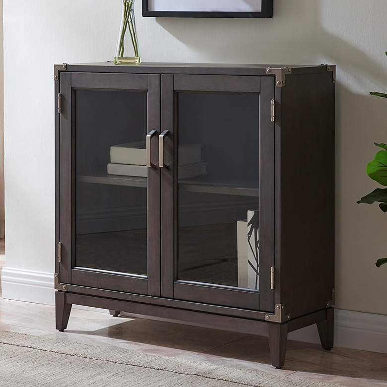 Image 1 Beckett 30" Wide Soft Anthracite Wood 2-Door Foyer Cabinet