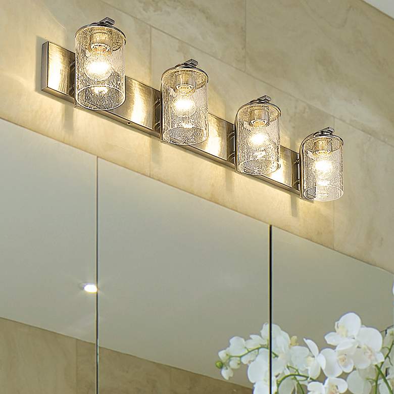 Image 2 Beckett 34" Wide Brushed Nickel 4-Light Vanity Bath Light