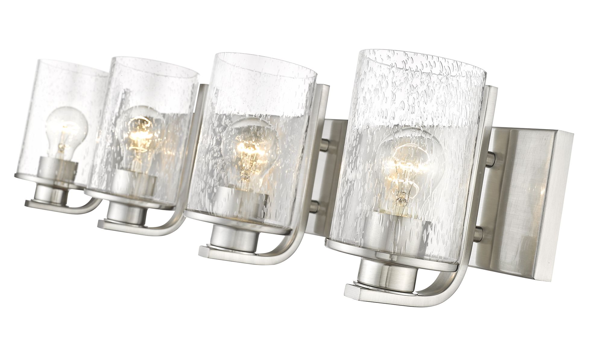 Beckett 34" Wide Brushed Nickel 4-Light Vanity Bath Light in scene