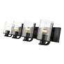Beckett 34" Wide Matte Black 4-Light Bath Light in scene