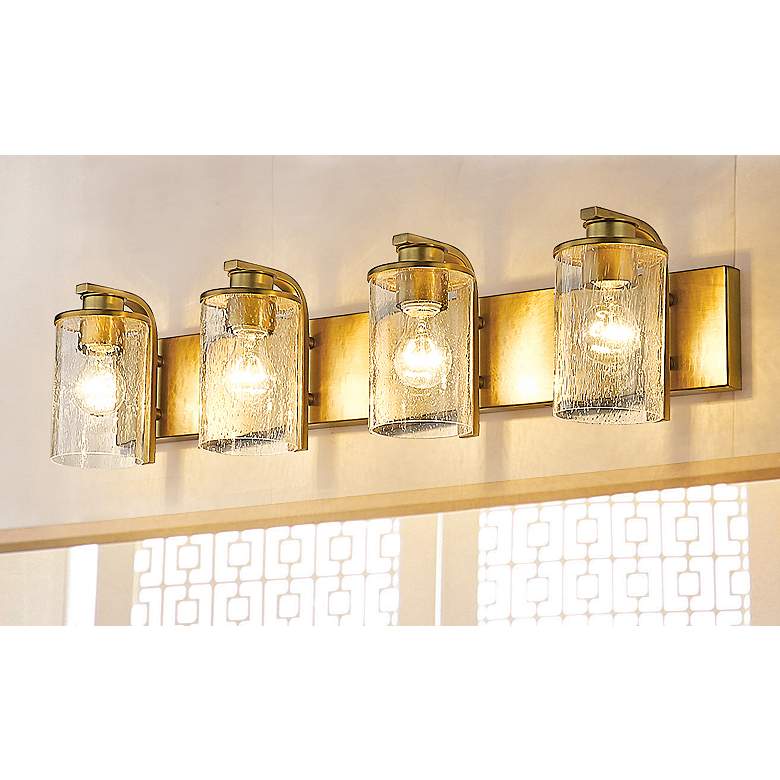 Image 2 Beckett 34" Wide Olde Brass 4-Light Vanity Bath Light