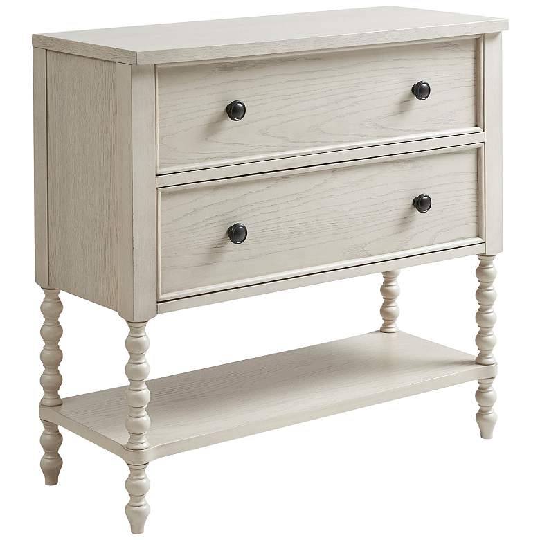 Image 2 Beckett 36 inch Wide Antique White Wood 2-Drawer Accent Chest