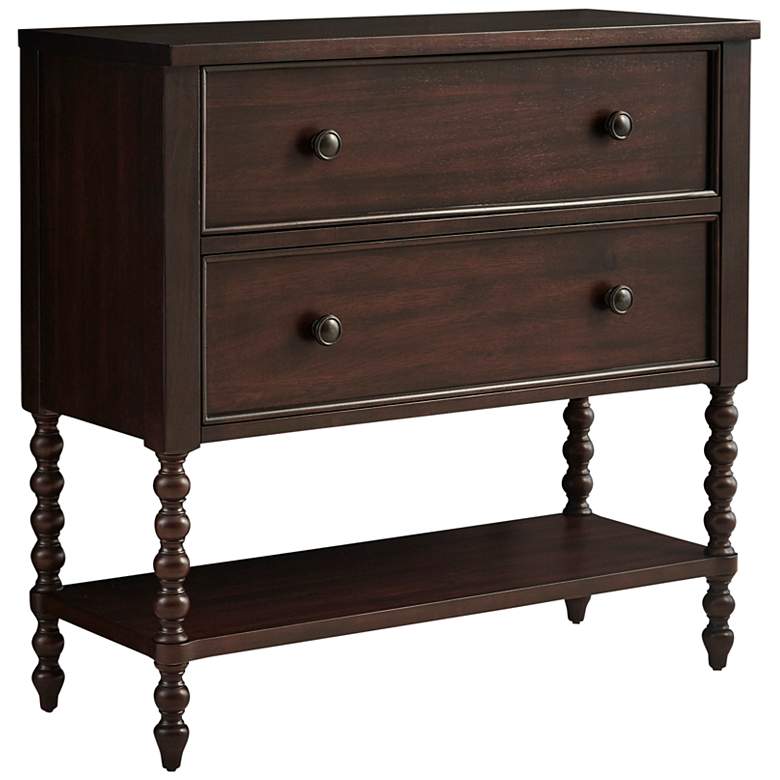 Image 2 Beckett 36"W Dark Morocco Brown Wood 2-Drawer Accent Chest
