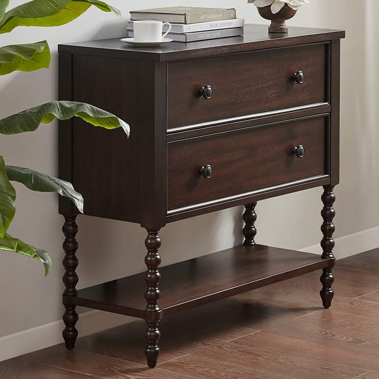 Image 1 Beckett 36"W Dark Morocco Brown Wood 2-Drawer Accent Chest