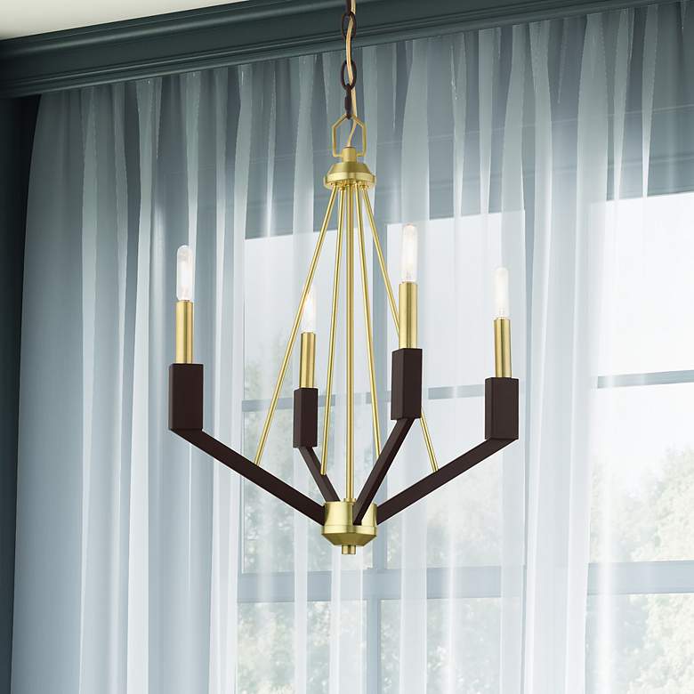 Image 1 Beckett 4 Light Satin Brass Mini Chandelier