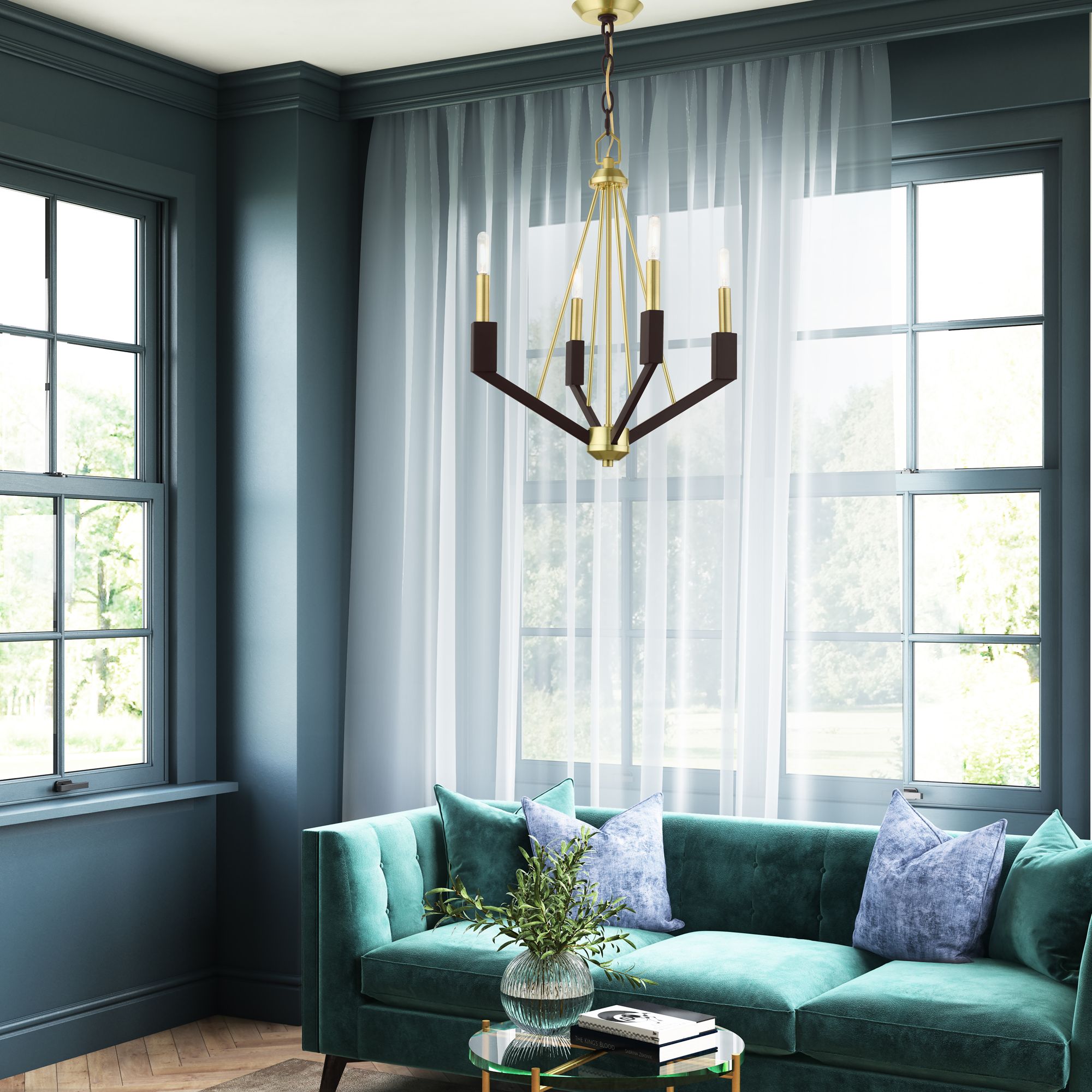 Beckett 4 Light Satin Brass Mini Chandelier