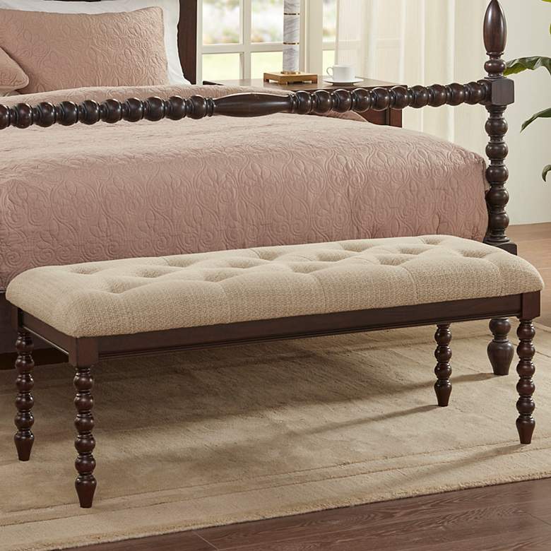 Image 1 Beckett 48 inch Wide Tan Fabric Tufted Accent Bench